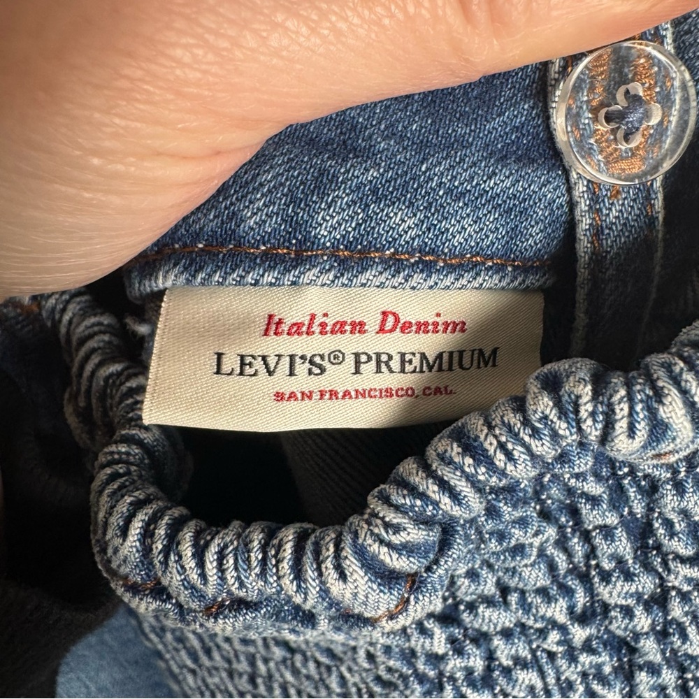 Levi's Blue Denim Strapless Button-Front Dress - Picture 7 of 14